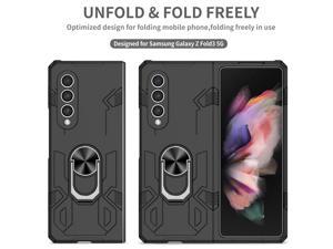 NEW Fashion Case with Stander Case For Samsung Galaxy Z Fold 3 for Samsung Galaxy Z Fold3 Black