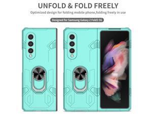 NEW Fashion Case with Stander Case For Samsung Galaxy Z Fold 3 for Samsung Galaxy Z Fold3 Light Blue