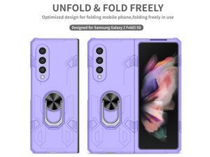 NEW Fashion Case with Stander Case For Samsung Galaxy Z Fold 3 for Samsung Galaxy Z Fold3 Purple