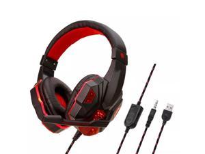 NewStyp Professional Led Light Wired Gaming Headphones With Microphone For Computer PS4 PS5 Xbox Bass Stereo PC Gaming Headset Gifts BlackRed