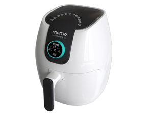 Air Fryer 12 Cooking Functions Digital Adjustable Temperature Control Wheel 90 Minute Timer 3.4 QT Eco Ceramic Dishwasher Safe Basket 1500W Power and Dehydrator Function, Momo EasyFry (White Truffle)