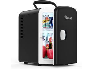 Mini Fridge, 4 Liter/6 Can AC/DC Portable Thermoelectric Cooler and Warmer Refrigerators for Skincare, Beverage, Food, Cosmetics, Home, Office and Car, ETL Listed (Black)