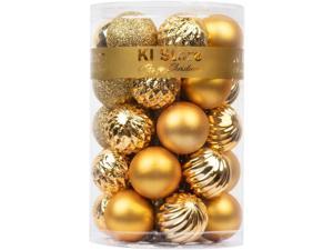Lavender Purple Christmas Balls 34pcs 157Inch Small Christmas Tree Decoration Ornaments for Xmas Tree Holiday Wreath Garland Decor Ornaments Hooks Included Gold