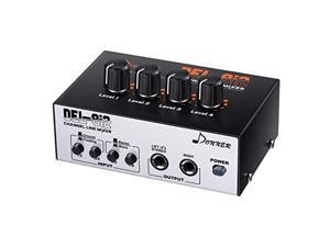 Donner Audio Mixer Stereo Mixer USB 4 Channels With Low Noise Volume Adjustable for Microphone / Guitar / Bass / Keyboard Ears-Linedel-4