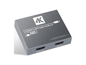 PACOXI 4K USB30 HDMI Game Capture Board 1080P60 FPS HD Video Audio Capture Device with 4K Passthrough for PS5 PS4 DSLR Switch Windows Mac OS Linux OBS Twitch Streaming and Recording