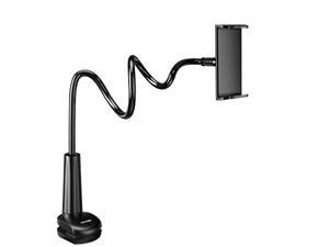 TRYONE Sleeping Tablet Stand Reinforced Base Flexible Arm Smartphone iPad Android iPhone Nintendo Switch Holder Mount Gooseneck 360 Rotation Height Adjustment 75cm Black