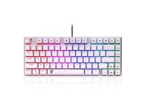 e Element Gaming Keyboard Red Axis 81 Keys AntiGhost Key Mechanical LOL Game Keyboard RGB Luminous LED Backlit USB Wired High Speed Reaction Waterproof Game Computer Keyboard Red AxisWhite