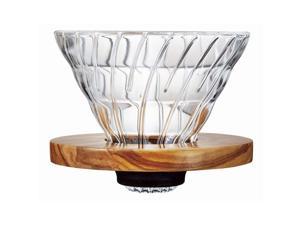 HARIO  V60 Heat Resistant Glass Transparent Coffee Dripper Olive Wood 02 Coffee Drip 1 to 4 Cup VDG-02-OV