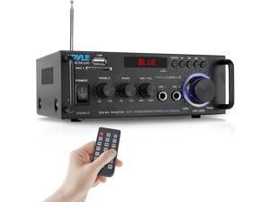 Wireless Bluetooth Stereo Power Amplifier - 200W Dual Channel Sound Audio Stereo Receiver w/RCA, USB, SD, MIC in, FM Radio, for Home Computer via RCA