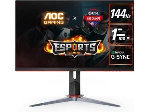 AOC 27" Frameless Gaming IPS Monitor, FHD 1080P, 1ms 144Hz, NVIDIA G-SYNC Compatible + Adaptive-Sync, Height Adjustable, 3-Year Zero Dead Pixel Guarantee, Black/Red