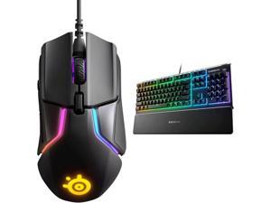SteelSeries Rival 600 Gaming Mouse - 12,000 CPI TrueMove3Plus Dual Optical Sensor - 0.5 Lift-Off Dis with Apex 3 RGB Gaming Keyboard