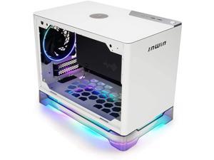 IN WIN A1 Plus White Mini-ITX Tower with Integrated ARGB Lighting - 650W Gold Power Supply - Qi Wireless Phone Charger - Computer Chassis Case