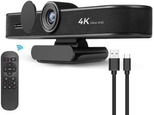 4K Webcam with Microphone and Speaker, TONGVEO 5X Digital Zoom ePTZ Video Conference Web Camera for Desktop with Privacy Cover 120° Wide Field View AI Auto Framing Streaming Webcam for Zoom,Skype
