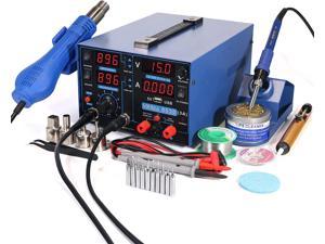 USB 3A-Three Tools- Soldering Station, Hot Air Rework Station and Power Supply 0~3A, 0-15V with output and test modes. Also ºC/°F display, Digital Cal, Sleep Function