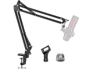 Mic Arm Microphone Stand Boom Suspension Stand with 3/8" to 5/8" Screw Adapter Clip for Blue Yeti Snowball, HyperX QuadCast, Yeti x and other Mic, Medium