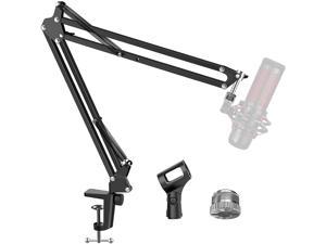 Mic Arm Microphone Stand Boom Suspension Stand with 3/8" to 5/8" Screw Adapter Clip for Blue Yeti Snowball, HyperX QuadCast, Yeti x and other Mic, Large