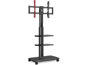 Rolling TV Stand Mobile TV Cart on Wheels for 32  65 70 Inch Flat Screen TVs Tall TV Floor Stand with Swivel Mount Corner TV Stands for Bedroom Outdoor Home Office Small Dorm Black