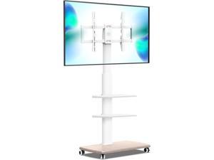 Rolling TV Stand Mobile TV Cart on Wheels for 3265 70 Inch Flat Screen TVs Tall Floor TV Stand with Swivel Mount Corner TV Stands for Bedroom Outdoor Home OfficeSmall Dorm White