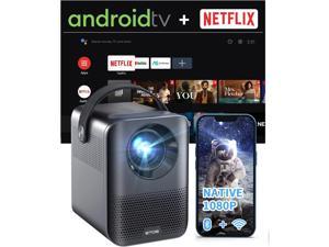 Mini Smart Projector Native 1080P Portable Projector Android TV 100 with Prime Video Netflix Disney Video Projector 5G WiFi Bluetooth Compatible with iOSAndroidWindowsUSB