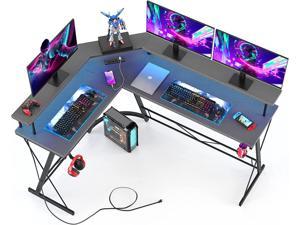 EUREKA ERGONOMIC Gaming Desk with Led Lights, 72 Large Wing-Shaped Studio  Desk W Keyboard Tray Monitor Stand Dual Headphone Hanger Cup Holder for  Live, Streame…