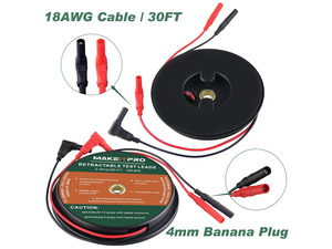 NeweggBusiness - 2 Wires 30FT 18AWG Retractable Test Leads with