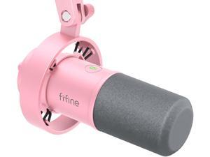 FIFINE Dynamic Microphone, XLR/USB Podcast Recording PC Microphone for Vocal Voice-Over Streaming, Studio Metal Mic with Mute, Headphone Jack, Monitoring Volume Control, Windscreen-Amplitank Pink