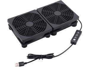 120mm 5V Dual USB Powered PC Router Fans with Speed Controller USB High Airflow Cooling Fan for Router Modem Receiver DVR Playstation TV Box