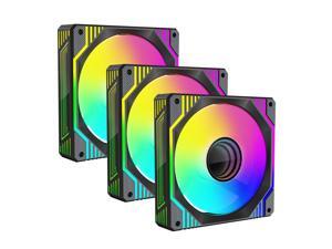 PANO-MOUNTS 120mm Black Infinity Mirror ARGB Fans 5V 3Pin Addressable RGB Fans PWM PC Computer CPU Case Cooling Fans 600-1800RPM  3-Pack