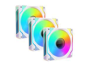 PANO-MOUNTS 120mm White Infinity Mirror ARGB Case Fans 5V 3Pin Addressable RGB PWM PC Fan Computer CPU Case Cooling Fans 600-1800RPM  3-Pack