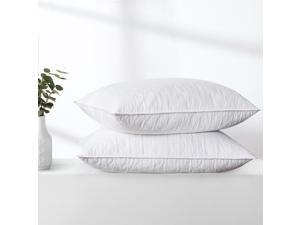 Set of 2 Standard Queen Size Pillows White Goose Feather Down Bed Pillows