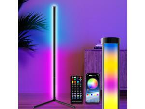 RGB Corner Floor Lamp for Gaming Room, 65.3" Dimmable LED Modern Floor Lamp with Adjustable Height/ Brightness/ Speed, Music Sync, APP, Remote Control, Color Changing Light for Home, Disco, Club, etc.