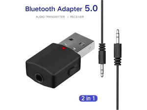 JAENFONG Switching Bluetooth 5.0 Adapter USB Transmitter Receiver 2 in 1 3.5mm Stereo Audio Adapter Wireless Digital Devices