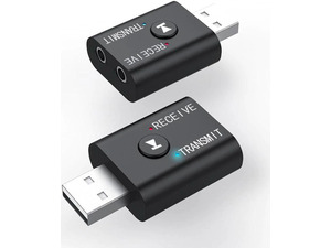 JAENFONG Bluetooth 5.0 Transmitter Receiver 3.5mm AUX USB Mini 2 in 1 Wireless Stereo Audio Adapter for Home TV PC Car Mp3/4