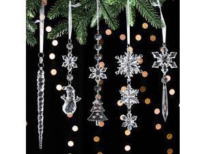 Christmas Tree Decoration Crystal Ornament Acrylic Christmas Snowflakes/Tree/Snowman Pendant
