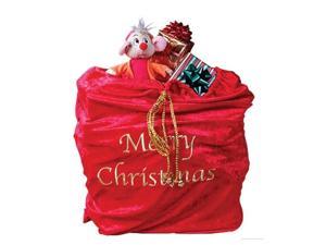Santa Claus Christmas Toy Bag Sack Red Plush Velvet Present Costume Accessory