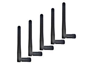 5-pack, SMA Inner hole Antenna for WiFi 2.4GHz/5Ghz Wireless Router or Card (Black)