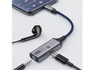 USB Type C to 3.5mm Headphone and Charger Adapter,2-in-1 USB C to Aux Audio Adapter Jack Splitter with PD 60W Fast Charging Dongle for Galaxy S22 and more USB-C devices.