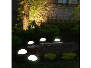 Solar Ground Lights, Bright Solar Half Ball Shaped Light Lawn Lamp 5 LED Plastic Waterproof Solar Lights Pathway
