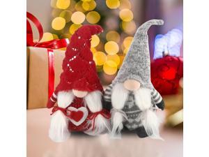 Christmas Gnomes Tomte Scandinavian Swedish Santa Decorations Elf with Knitted Hats for Xmas Holiday Ornaments Home Deocr 2 Pk  Two Braids