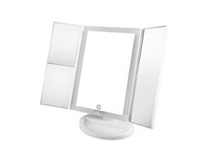 BIGTREE Makeup Mirror with Lights, 38 LEDs Vanity Mirror, Foldable Lighted Makeup Mirror, 1X/2X/3X Magnification, Adjustable Brightness Mirror, Touch Screen, Dual Power Supply, Valentine's Day Gifts (