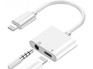 [] Lightning to 3.5 mm Headphone Jack Adapter for iPhone 2 in 1 Lightning to 3.5mm AUX Audio Charger Splitter Compatible with iPhone 13 12 11 XS XR X 8 7 Audio Earphone Adaptor