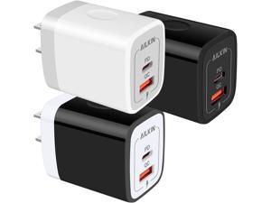 3Pack Dual Port USBC Wall Plugin USB Charger AILKIN 20W Power Delivery  QC30 USB A Double Port Fast Charging Block for iPhone 14 13 12 Pro Max 14 Pro 12 Mini 14 11 Pro Max 14 Plus 11 SE X XS Cube