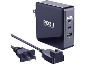 140W PD3.1 USB C Charger GaN 3-Port PD 100W QC22.5W Super Fast Charging Station Laptop Power Adapter for MacBook Pro 16 Leveno HP Dell iPhone 13 12 Pro Max Samsung and More