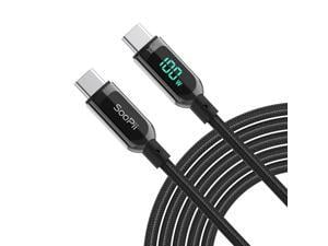 S 100W 4ft USB C to USB C Cable Fast Charge Nylon Braided TypeC Cable with LED Display for lPad AirlPad Pro MacBook Pro Samsung Galaxy S21S10S9Plus Black