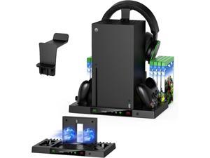 Charging Stand for Xbox Series X with Cooling FanMENEEA Upgraded Controller Charger Station Console Dock Accessories Kit with 8 Game Card Slots 2 Storage Expansion Card Holder  Headset Bracket