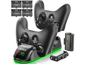 OIVO Controller Charger for Xbox OneSXElite Controller Fast Dual Charging Station Updated LED Stap Remote Charger Dock  2 Rechargeable Battery Packs Included