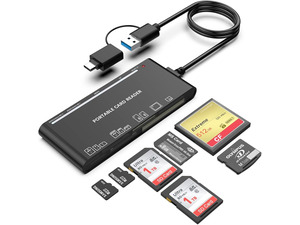 USB C USB3.0 Multi Card Reader for SD, CF, Micro SD, XD, MS Cards - 7 in 1 Adapter Hub for Windows, Mac, Linux, Android