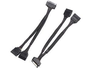 SATA Power Splitter Cable (2 Pack) SSD Power Cable HDD Power Cable Hard Drive Power Cable 6-Inch/15cm SATA 15 Pin Male to 2xSATA 15 Pin Female Power Y-Splitter Extension Cable