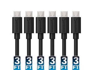 SABRENT Micro USB Cable 6Pack  3ft Quick Charge 28A Sync and Charge USB to Micro USB Cable Compatible PS4 Controller Sony Kindle Fire HTC Samsung LG etc CBUM63