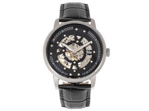 Reign Belfour Automatic Skeleton Leather-Band Watch - Silver/Black